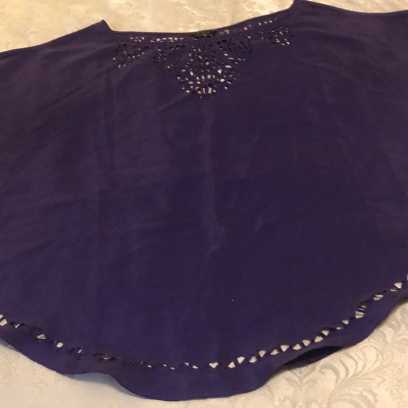 VINTAGE UNUQUE GUESS LOS ANGELES PURPLE TOP - SIZE S - LACY CUT OUTS - #328 - Picture 10 of 11